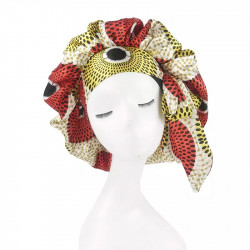 Bonnet en Satin imprimé motif africain